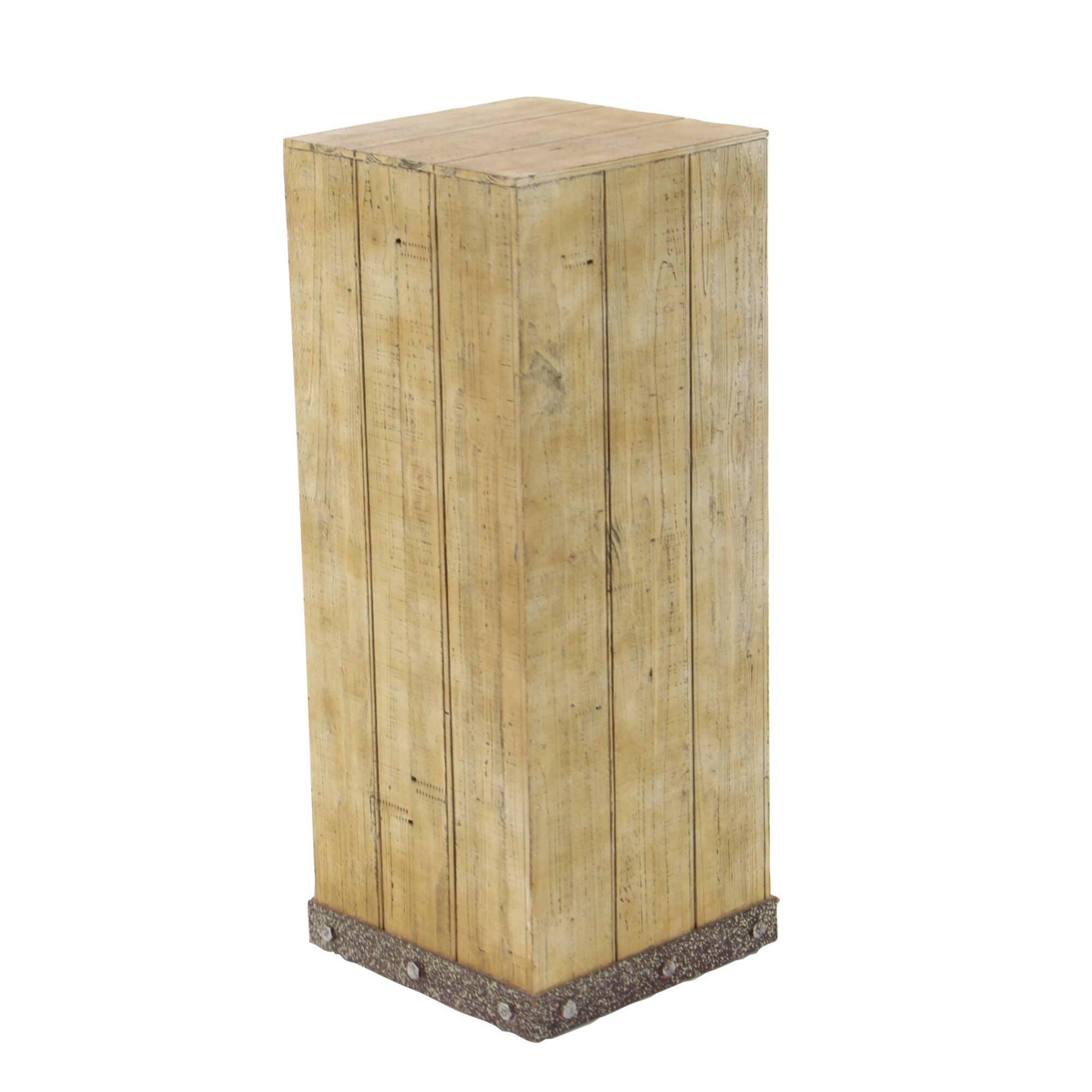 Set of 3" Brown Wood Rustic Pedestal Table, 39", 30", 22"